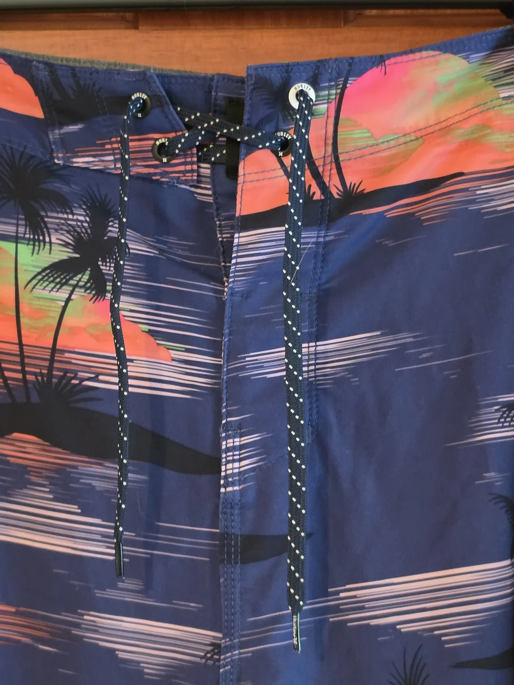 Hurley Navy Board Shorts with Orange Pink and Green Tropical Print